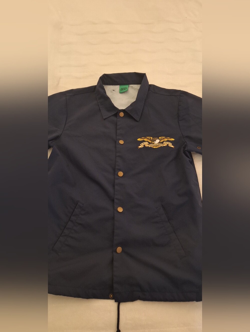 Anti Skateboards Hero Men's Navy Windbreaker with Gold Eagle Crest Size M
